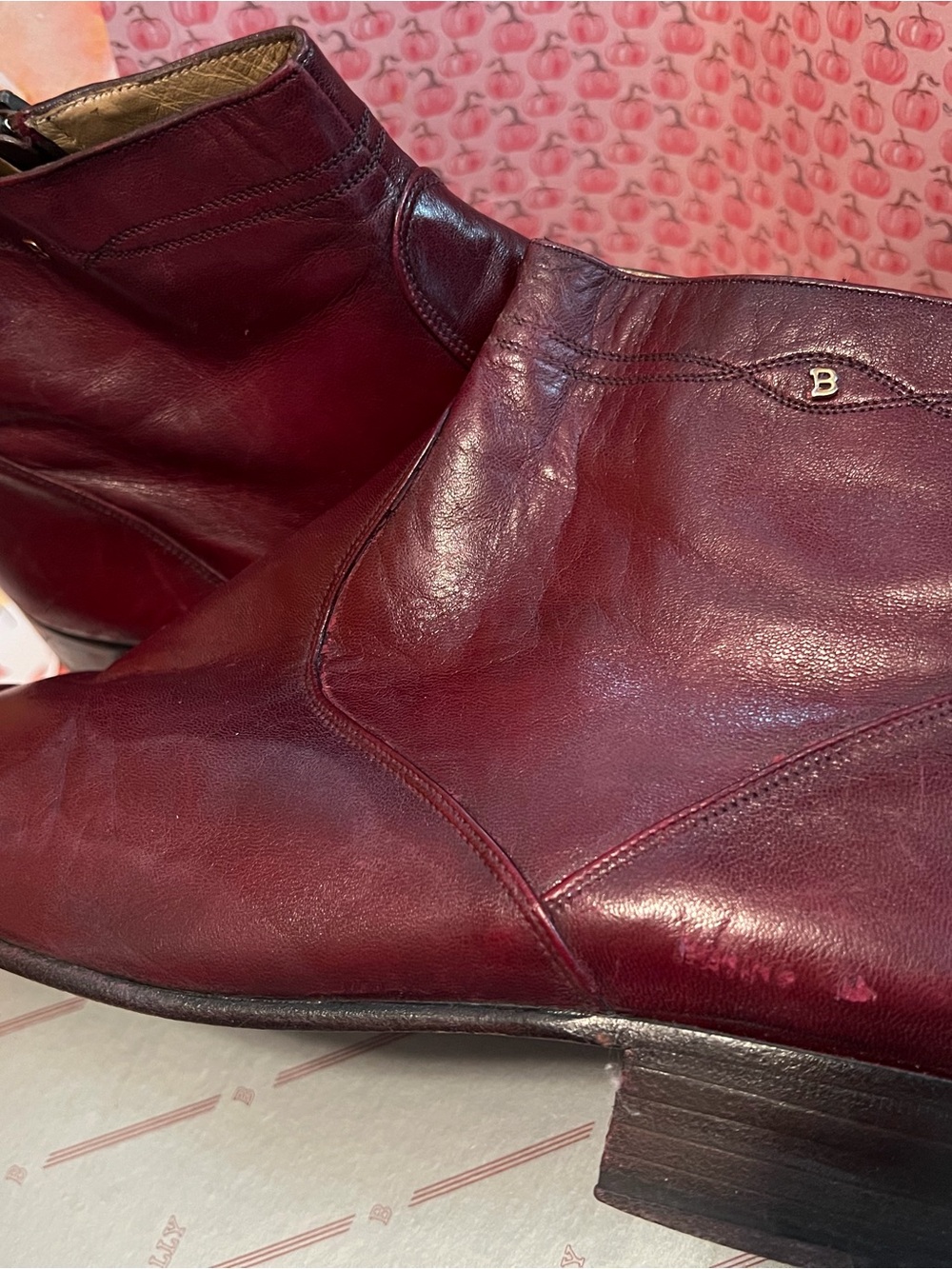 Bally Burgundy Leather Ankle Boots